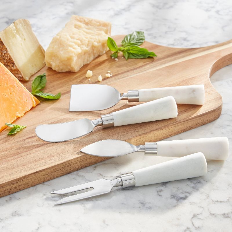 4pk Stainless Steel Cheese Knives Marble White - Threshold&#8482;, 3 of 5