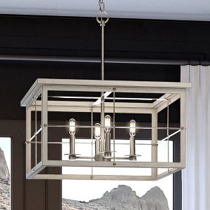 Urban Ambiance Luxury Modern Farmhouse Chandelier 12.75''H x 21.375''W,  Brushed Nickel Finish,  Ballina Collection, UHP3951 - 1 of 4