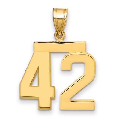 Black Bow Jewelry 14k Yellow Gold, Athletic Collection Medium Polished Number 42 Pendant