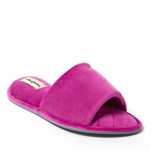 Dearfoams Women's Beatrice Microfiber Velour Shower Slide House Slipper - 1 of 4
