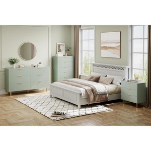 Modern 5 Drawer Dresser for Bedroom with Large Drawer, Wood Double Chest of Drawers and Storage Organizer for Living Room, Hallway, Entryway - 1 of 2