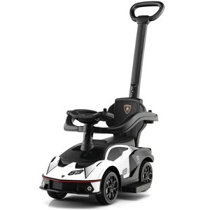 Costway 3-in-1 Licensed Lamborghini Ride on Push Car Stroller Sliding Car w/ Sound White\Green\Pink - 1 of 4
