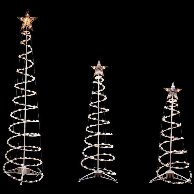 Northlight Set of 3 Clear Lighted Spiral Christmas Trees - 3', 4', and 6', 3 of 10
