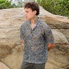 Campus Sutra Men Men's Lapis Blue & Yellow Ochre Geometric Block Oversized Shirt - 3 of 4