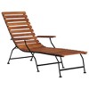 vidaXL Solid Acacia Wood Patio Deck Chair | Durable Outdoor/Indoor Lounger | Weather Resistant Garden Chair with Armrests and Footrest | Brown - 2 of 4