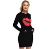 Women Long Sleeve Pocket Solid Color Pullover Hooded Tunic Dress - 3 of 4