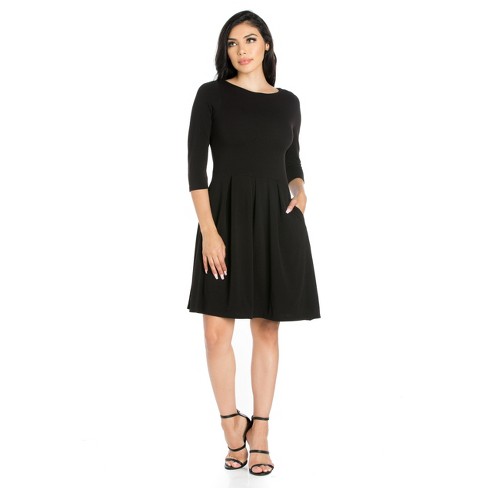 24seven Comfort Apparel Perfect Fit and Flare Pocket Dress - image 1 of 4