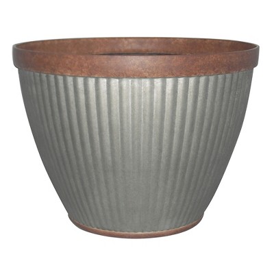 Westlake Large 15 in. Galvanized Finish with Bronze Trim Planter - Southern Patio