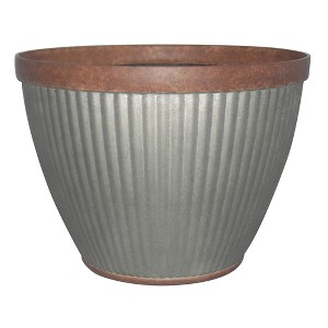 Westlake Large 15 in. Galvanized Finish with Bronze Trim Planter - Southern Patio - 1 of 4