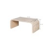 47" Vintage Farmhouse Coffee Table,Curved Art Deco Design Centerpiece for Living Room-Baofuwish - 4 of 4