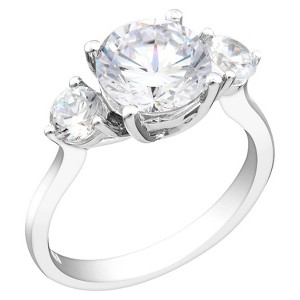 White Cubic Zirconia Silver Engagement Ring - 9 - Silver, Women