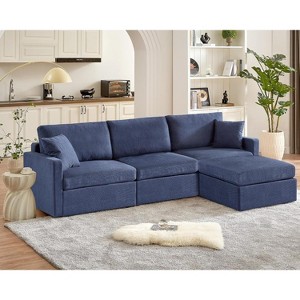 Lycvki 113" Modular L Shaped Sectional Sofa with Storage Ottoman and 2 Pillows - 1 of 4