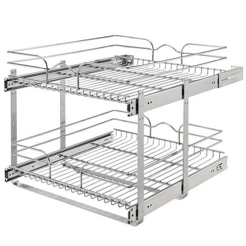Rev-A-Shelf 5WB2 2-Tier Wire Basket Pull Out Shelf Storage for Kitchen Base Cabinet Organization, Chrome - image 1 of 4