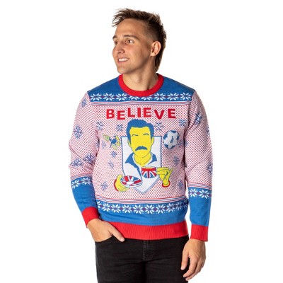 Ted Lasso Men s Believe Fair Isle Ugly Christmas Sweater Knit