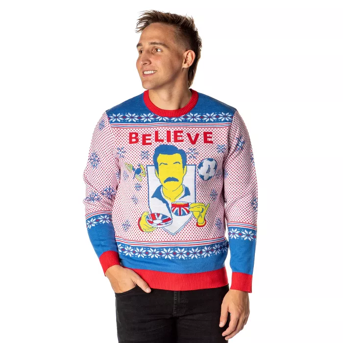 Ted Lasso Men's Believe Fair Isle Ugly Christmas Sweater Knit Pullover : Target