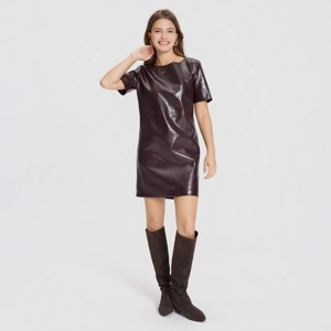 Women's Short Sleeve Faux Leather Mini Shift Dress - A New Day™ - 1 of 4