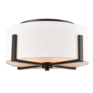 Claxy Oil Rubbed Bronze Flush Mount Ceiling Light Drum White Fabric Shade - 1 of 4