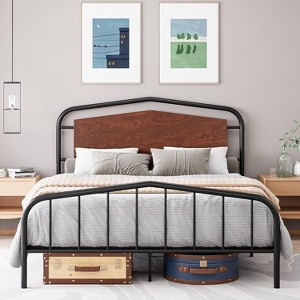 Platform Bed Frame with Wooden Headboard & Under-Bed Storage,Heavy Duty Metal Frame,No Box Spring Needed, Noise Free,Easy Assembly for Bedroom - 1 of 4