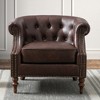 Faux Leather Accent Chair with Sinuous Spring Seat, Button Tufted Back, and Nailhead Trim - 2 of 4