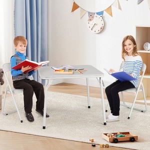 5-Piece Foldable Table & Chair Set: Metal-Frame Portable Upholstered Card Table with Foldable Kids Activity Set for Dining/Play/Living Rooms - 1 of 4