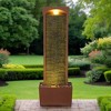 Teamson Home 38.5" Indoor/Outdoor Modern Curved Faux Slate Waterfall Fountain with LED Lights, Red Rock - 4 of 4