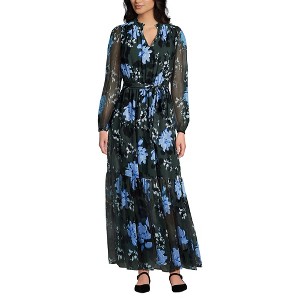 Lands' End Women's Chiffon Tiered Long Sleeve Maxi Dress - 1 of 4