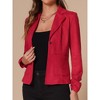 INSPIRE CHIC Women's Notched Collar Button Ruched Long Sleeve Faux Suede Blazer - 2 of 4