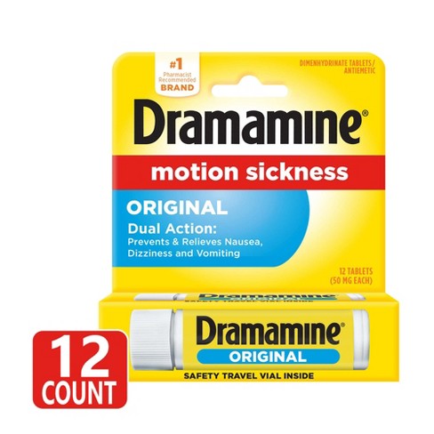 Dramamine Original Formula Motion Sickness Relief Tablets for Nausea, Dizziness & Vomiting - 12ct - image 1 of 4