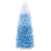 Yaheetech 6Ft/7.5Ft/9Ft Prelit Flocked Pencil Artificial Christmas Tree with Warm White Lights & Snow Branch Tips, Hinged Spruce, Green - 2 of 4