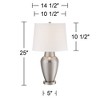 360 Lighting Rupert Modern Table Lamp 25" High Brushed Nickel Hammered White Linen Drum Shade for Bedroom Living Room Bedside Nightstand Office Kids - 3 of 4