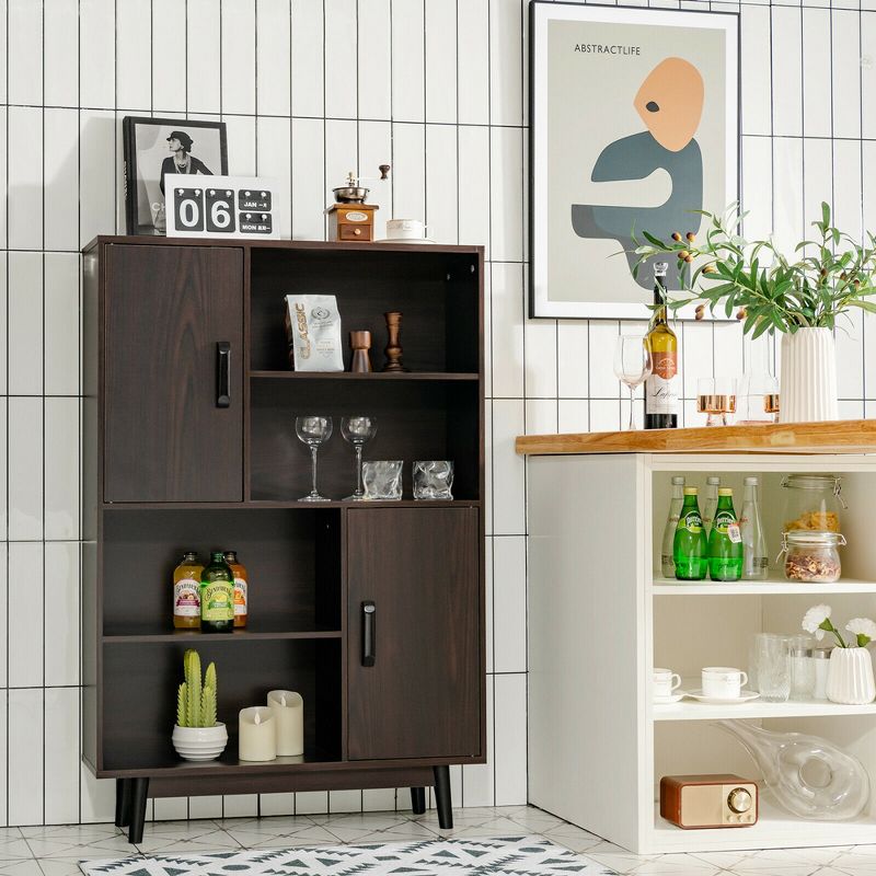 Costway Sideboard Storage Cabinet Bookshelf Cupboard w/Door Shelf Black / White / Espresso, 2 of 13