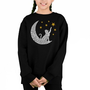 LA Pop Art Cat Moon - Girl's Word Art Crewneck Sweatshirt - 1 of 4