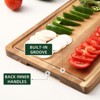 Large Acacia Cutting Boards for Kitchen, Wood XL Cutting Board with Juice Groove, Butcher Block Wooden Chopping Board for Kitchen, Meat - 3 of 4