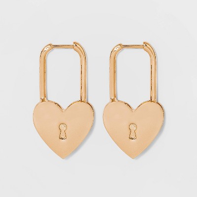 SUGARFIX by BaubleBar Heart Locket Hoop Earrings - Gold