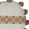 Tan with Pom Poms 16X16 Hand Woven Filled Round Pillow - Foreside Home & Garden - 3 of 4
