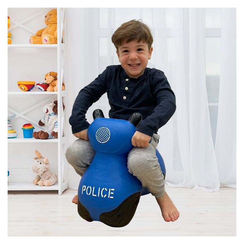 BounceZiez Inflatable Bouncy Ride-On Hopper with Pump - Police Car, 1 of 5