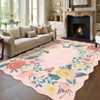 Floral Scalloped Rug Modern Area Rugs for Living Room Ultra Soft Washable Rugs for Bedroom - 3 of 4