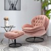 PAGED Velvet  Upholstered Accent Chair with Black Base and Ottoman,Modern Upholstered Chair and Ottoman Sets for Living Room - 2 of 4