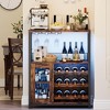 36"Wine Bar Cabinet with Light, Glass Holder & Detachable Rack - Coffee Bar Buffet with Mesh Door Storage for Kitchen & Dining Room - 3 of 4