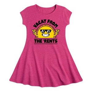Girls' - Instant Message - Vacay From The Rents Fit & Flair Cap Sleeve Graphic Dress - 1 of 4