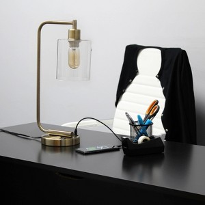 Modern Iron Desk Lamp with USB Port and Glass Shade - Lalia Home - 1 of 4