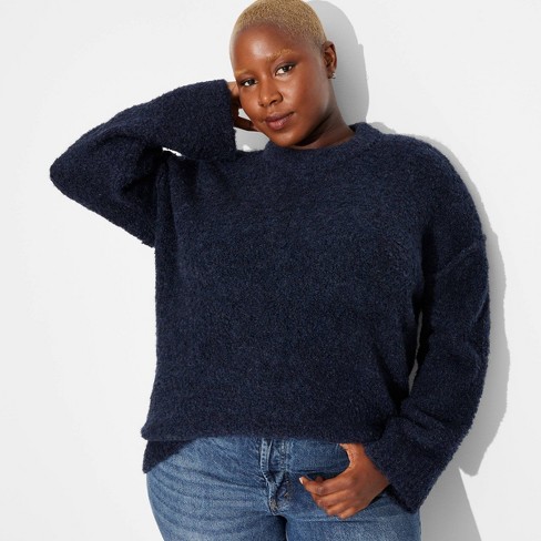 Navy crew neck sweater women's best sale