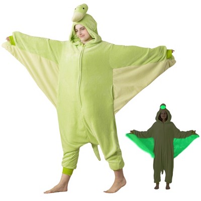 Tailwaggz Pterodactyl Pajama with Glowing Features for Adults, Onesize Halloween & Sleepwear Costume for Men & Women