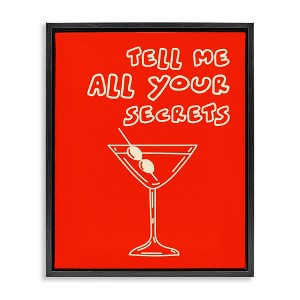 Stupell Industries Tell Me Your Secrets Cocktail Gray Framed Floater Canvas Wall Art - 1 of 4