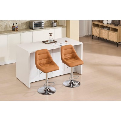 NicBex 24.6"Upholstered Counter Height Bar Stools,Set of 2,Swivel Counter Stools with Adjustable Lifting,Chrome Footrest,Velvet Back Barstools