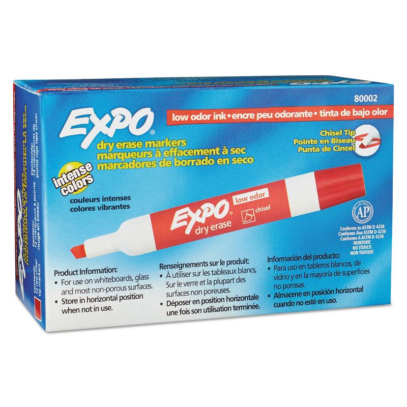 EXPO Low Odor Dry Erase Marker Chisel Tip Red Dozen 80002, 2 of 8