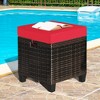 Costway Set Of 2 Patio Rattan Ottoman Footrest Cushions Wooden Handle Red :  Target