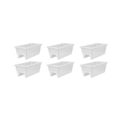 HC Companies SPX24DBOA10 Heavy Duty 24-Inch Width Akro Deck Rail Box Planter, White w/ plugs (6 Pack)