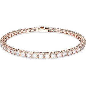 Matrix Crystal Tennis Bracelet, Round Cut Stones in Pink, Blue, Black, Clear with Multiple Metal Finishes - 1 of 4