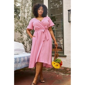 WEST K Womens Georgia Plus Size Flutter Sleeve High Low Hem Dress - 1 of 3